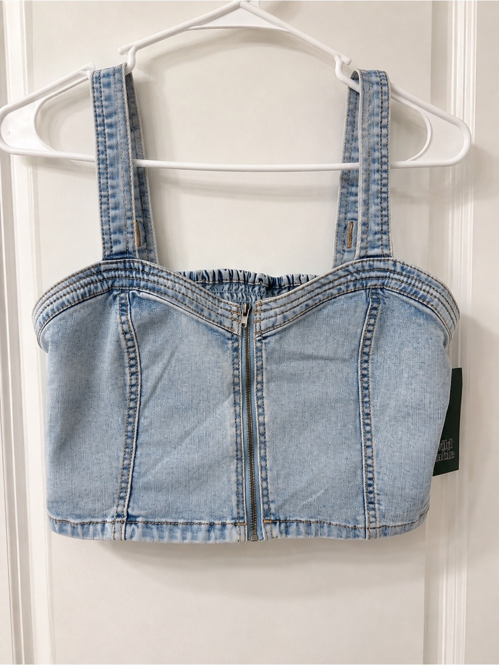 wild fable Light Blue Denim Cropped Zip-Front Tank